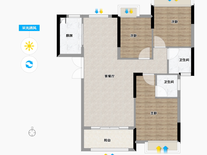 湖南省-湘潭市-玺宇·悦城国际-99.00-户型库-采光通风