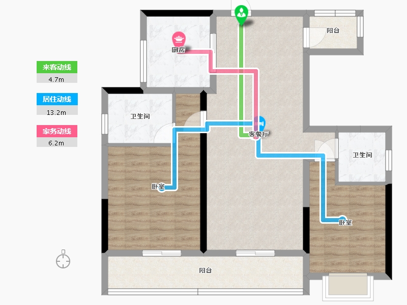 湖南省-株洲市-跃达幸福里-90.32-户型库-动静线