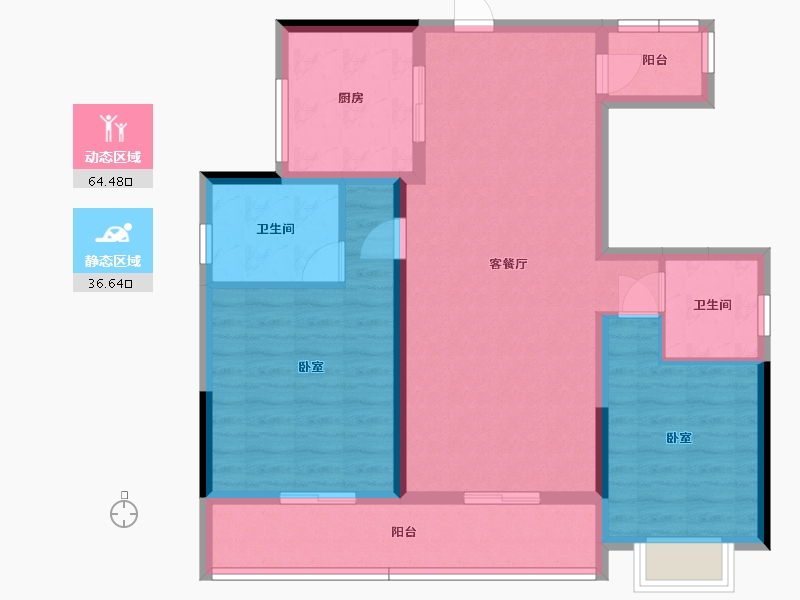 湖南省-株洲市-跃达幸福里-90.32-户型库-动静分区