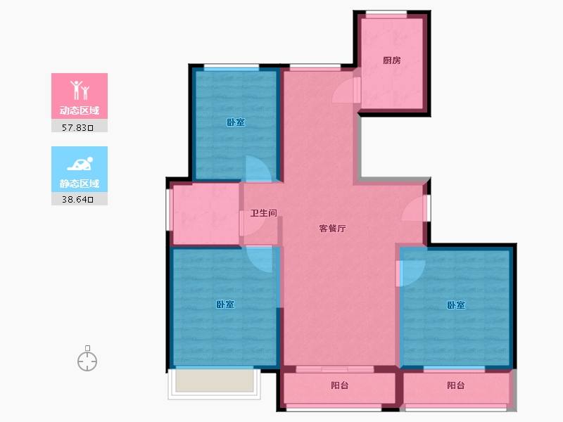 山东省-烟台市-中节能聚创新城-85.64-户型库-动静分区