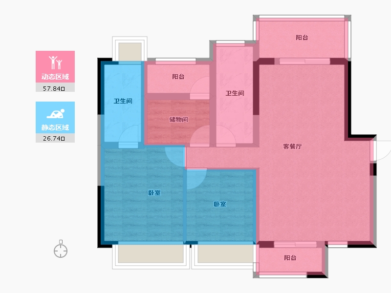 广东省-佛山市-禹洲朗悦-74.72-户型库-动静分区