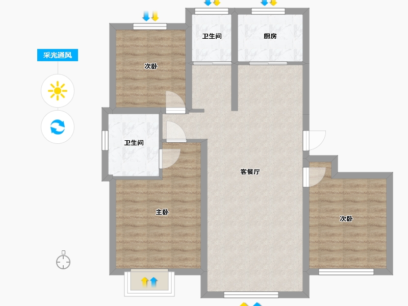 吉林省-长春市-南域金御华府-83.76-户型库-采光通风