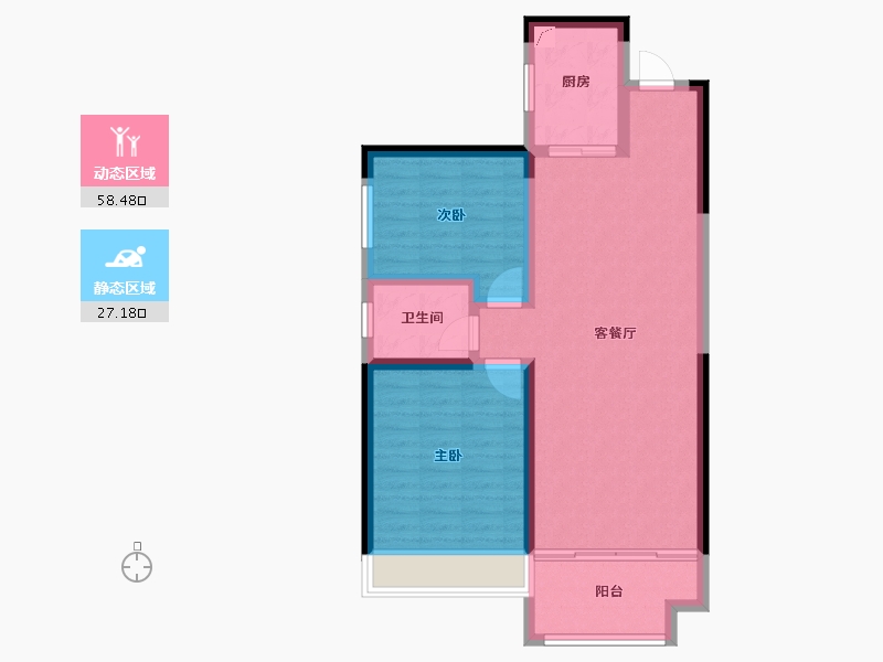 湖南省-湘潭市-天元广场·玺园-76.73-户型库-动静分区