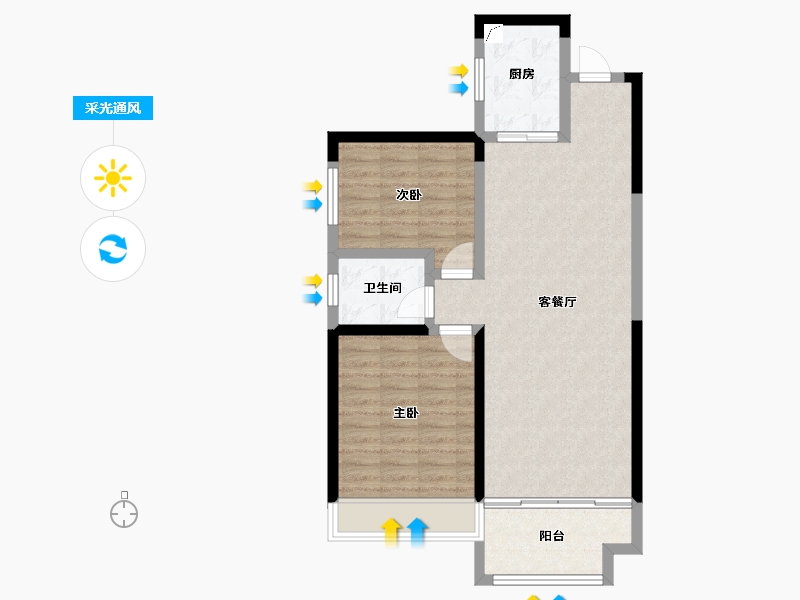 湖南省-湘潭市-天元广场·玺园-76.73-户型库-采光通风