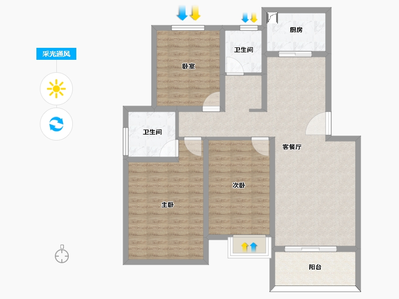 安徽省-黄山市-金童·新城雅苑-93.93-户型库-采光通风