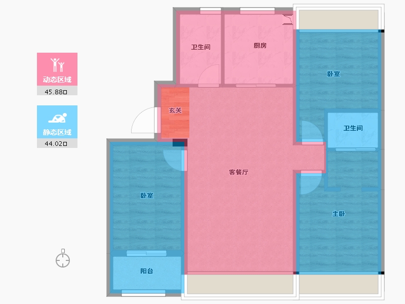 吉林省-长春市-云湖府邸-80.29-户型库-动静分区