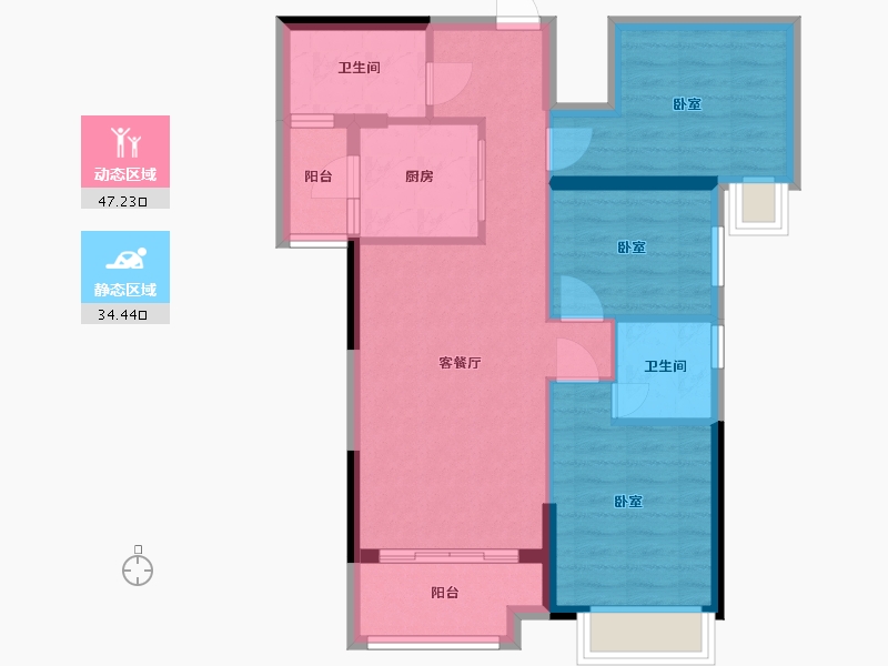 广东省-惠州市-海伦堡海伦逸居-72.56-户型库-动静分区