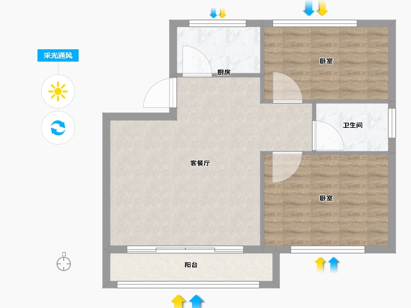 山东省-潍坊市-城建百合园-69.00-户型库-采光通风