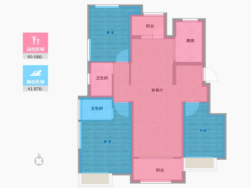 广东省-汕头市-保利林语苑-90.65-户型库-动静分区