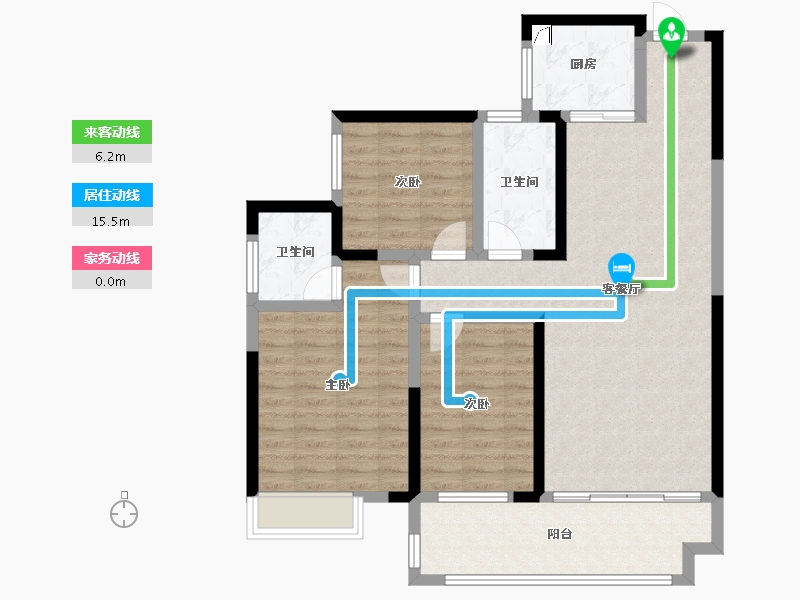 湖南省-湘潭市-天元广场·玺园-99.56-户型库-动静线