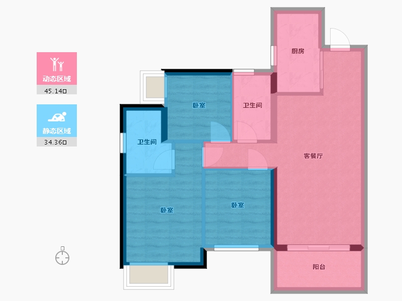 广东省-惠州市-华润置地万象天汇-70.97-户型库-动静分区