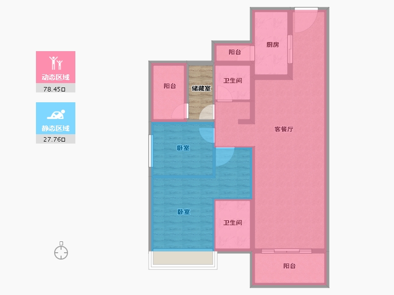 广东省-汕头市-雅居乐御宾府-98.65-户型库-动静分区