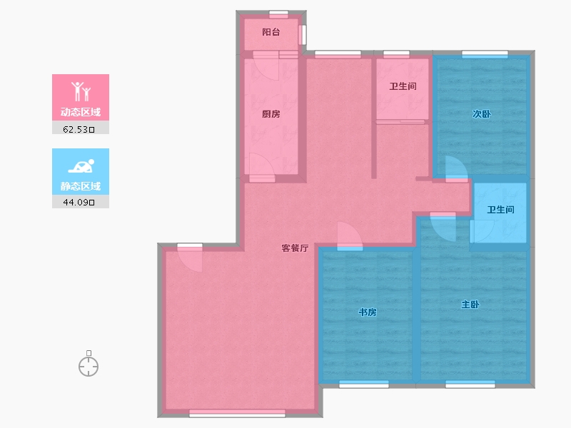 吉林省-长春市-富诚尚品-94.57-户型库-动静分区