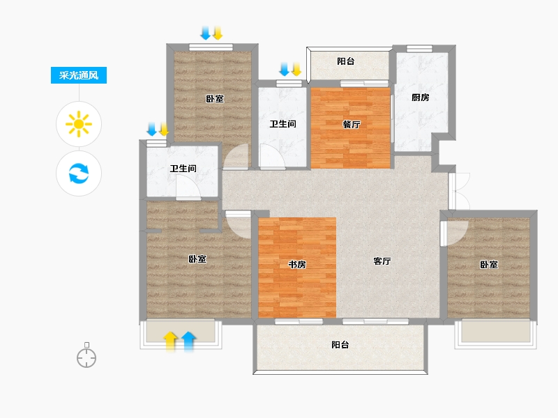 河南省-周口市-西华建业公园里-108.00-户型库-采光通风