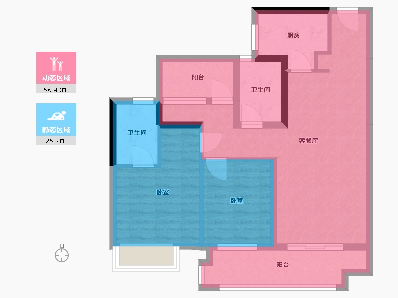 广东省-惠州市-聚龙天誉湾三期-71.88-户型库-动静分区