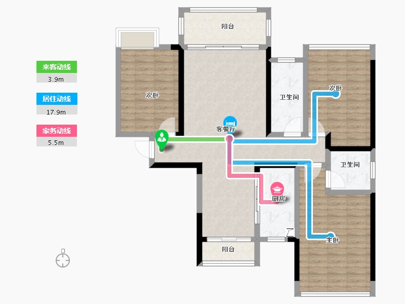 湖南省-湘潭市-天元广场·玺园-111.60-户型库-动静线