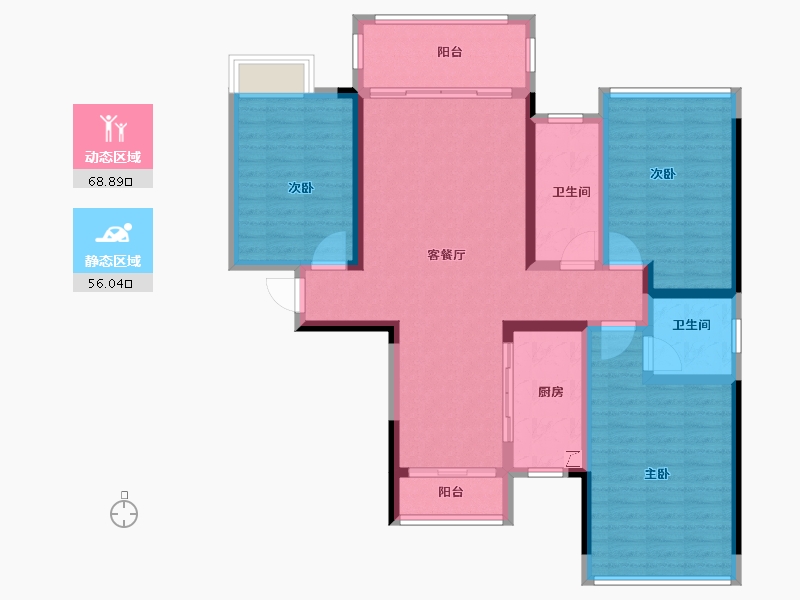 湖南省-湘潭市-天元广场·玺园-111.60-户型库-动静分区