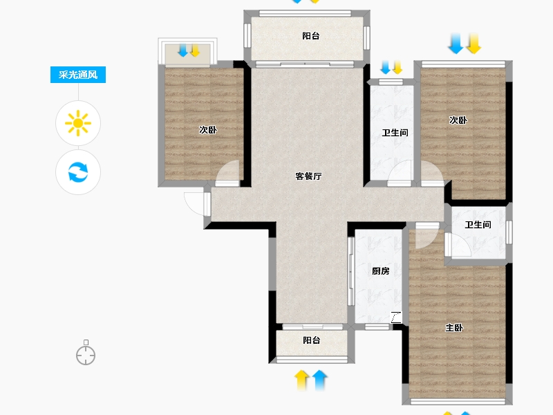 湖南省-湘潭市-天元广场·玺园-111.60-户型库-采光通风