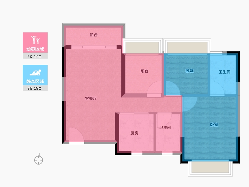 广东省-佛山市-宏宇景裕豪园-70.01-户型库-动静分区