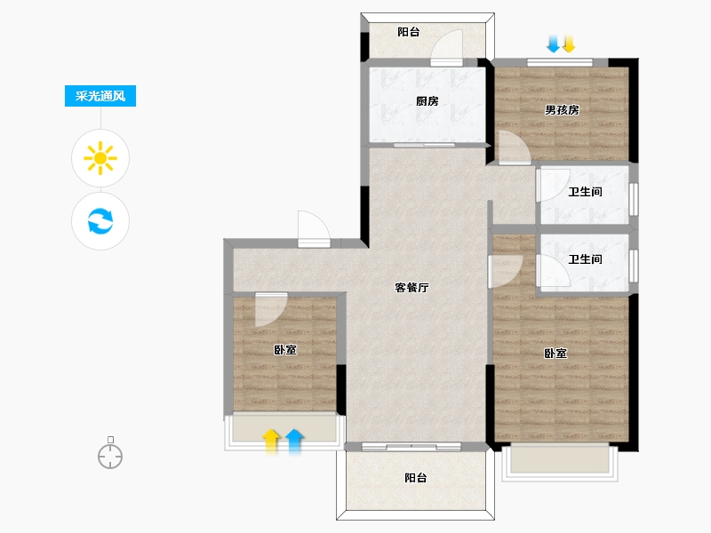 河南省-周口市-商水碧桂园天域-100.00-户型库-采光通风