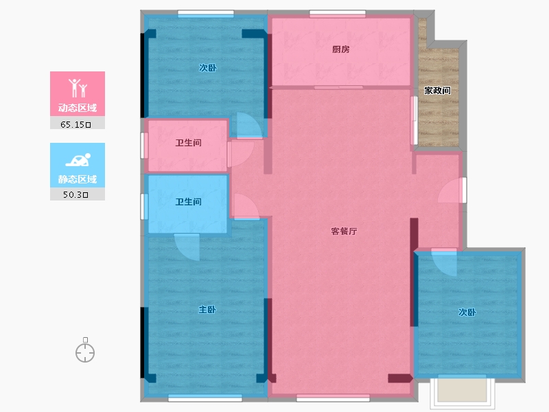 吉林省-长春市-中海閲麓山-108.73-户型库-动静分区