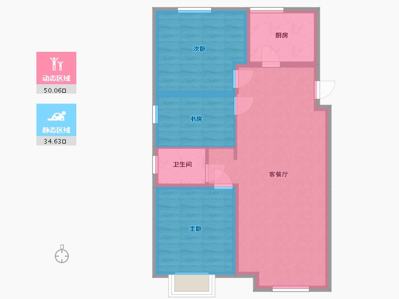 吉林省-长春市-南域金御华府-76.06-户型库-动静分区