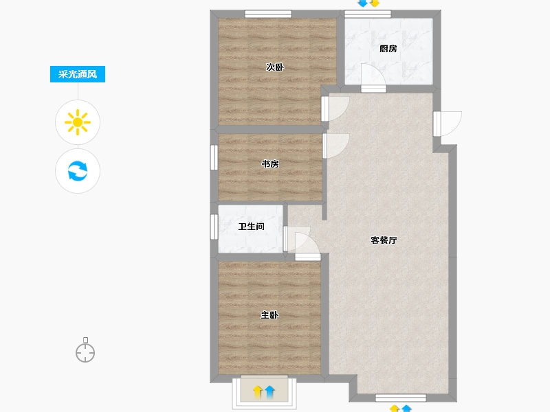 吉林省-长春市-南域金御华府-76.06-户型库-采光通风