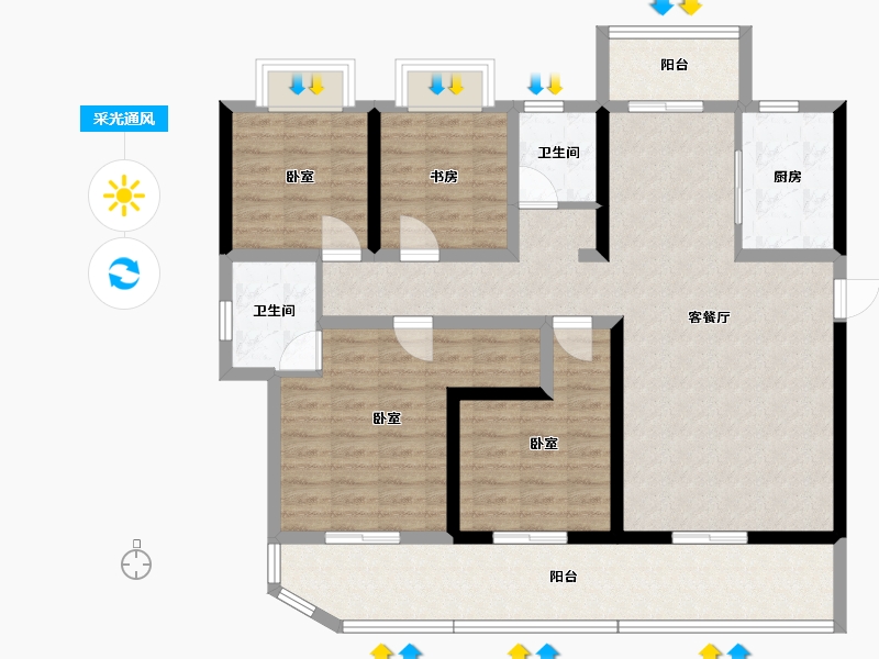 湖南省-株洲市-绿地21城-114.00-户型库-采光通风