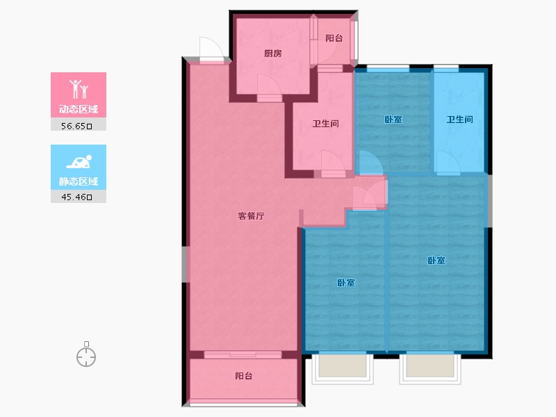 山西省-太原市-太原恒大滨河府-91.60-户型库-动静分区