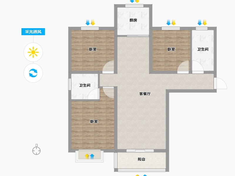 河南省-周口市-万基颍河春天-103.01-户型库-采光通风