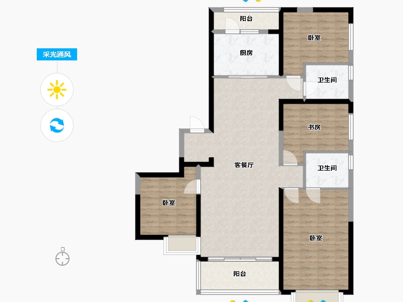 山西省-太原市-太原恒大滨河府-123.02-户型库-采光通风