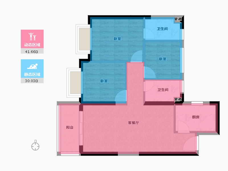 广东省-惠州市-碧桂园骏鑫公馆-64.14-户型库-动静分区