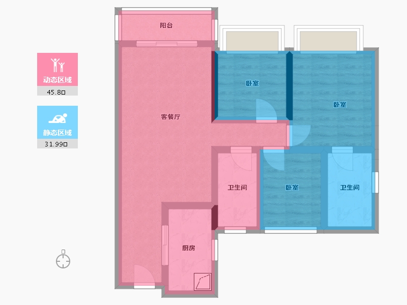 广东省-佛山市-均安碧桂园珑景-67.25-户型库-动静分区