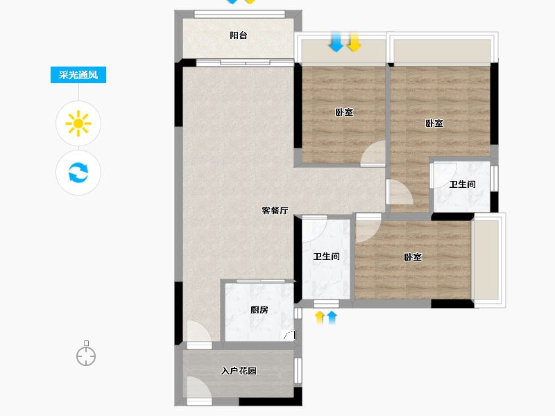 广东省-佛山市-创雄华府-79.08-户型库-采光通风