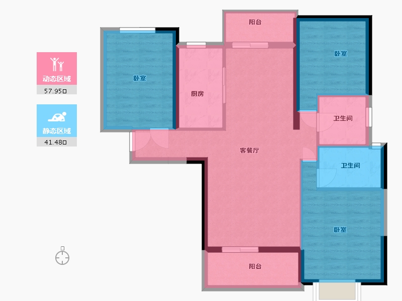 湖北省-孝感市-孝武城市客厅二期-89.16-户型库-动静分区