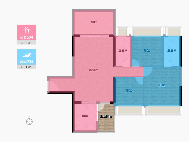 广东省-湛江市-汇泉·盛景名苑-96.45-户型库-动静分区