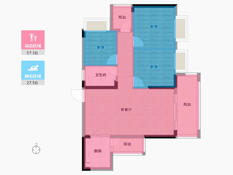 广东省-惠州市-新怡美丽家园-75.49-户型库-动静分区