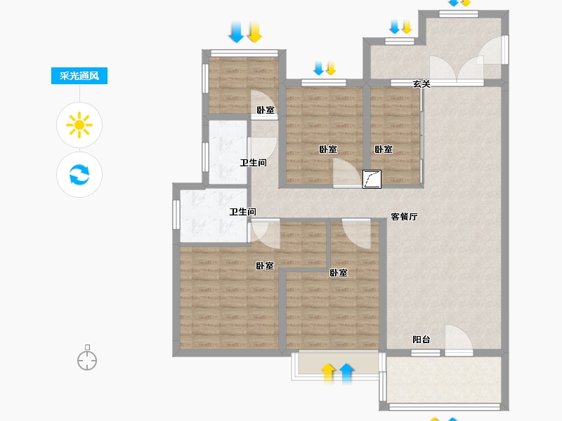 湖北省-十堰市-十堰万达广场-112.00-户型库-采光通风