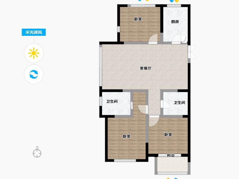 河南省-郑州市-英协生生银河居-110.00-户型库-采光通风