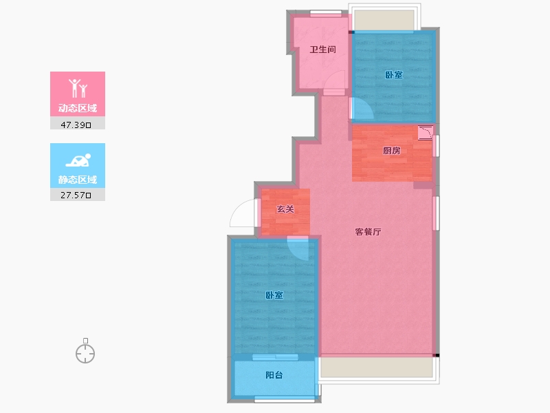 吉林省-长春市-云湖府邸-66.97-户型库-动静分区