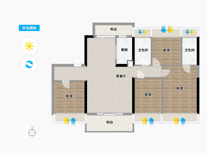 湖北省-十堰市-丹江口碧桂园-106.55-户型库-采光通风