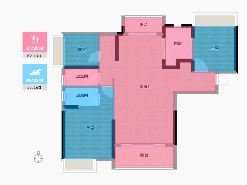 广东省-江门市-印象海伦湾-87.32-户型库-动静分区