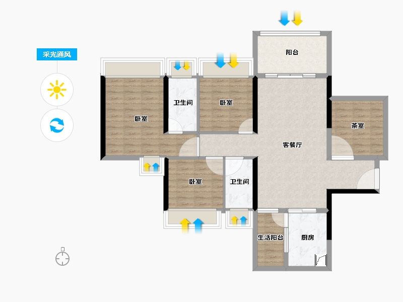 广东省-湛江市-盛世家园-102.53-户型库-采光通风