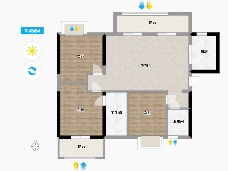 湖南省-长沙市-建发•中央公园-88.00-户型库-采光通风