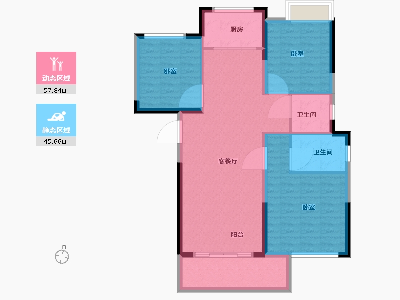 湖北省-武汉市-奥山汉口澎湃城铂悦府-94.01-户型库-动静分区