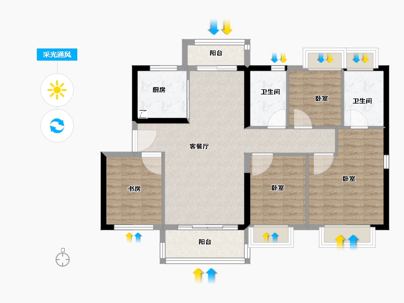 广东省-江门市-融创御府-93.00-户型库-采光通风