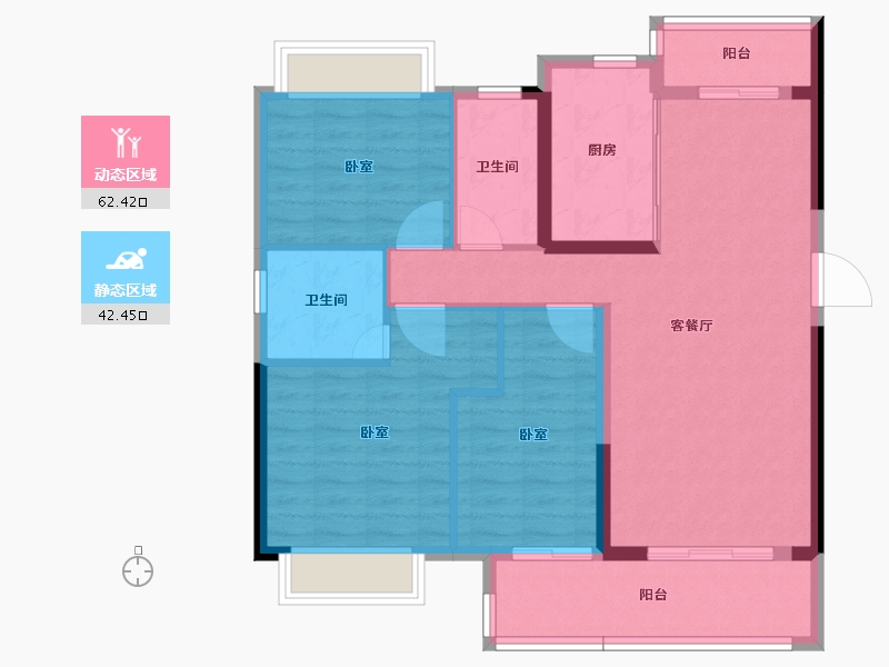 湖北省-荆州市-特发·幸福里-94.67-户型库-动静分区