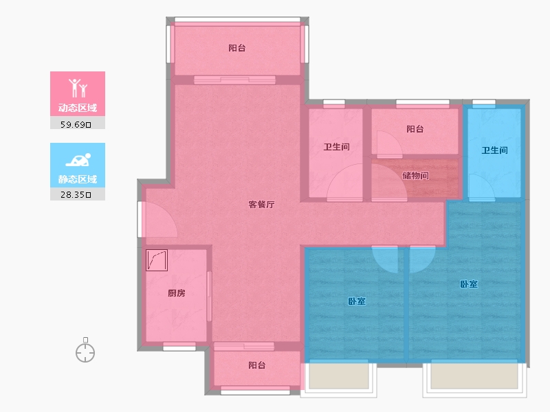 广东省-佛山市-中骏雍景台-78.00-户型库-动静分区