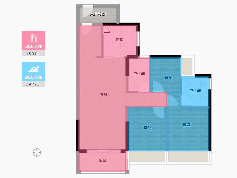 广东省-广州市-佛山时代天韵-70.93-户型库-动静分区