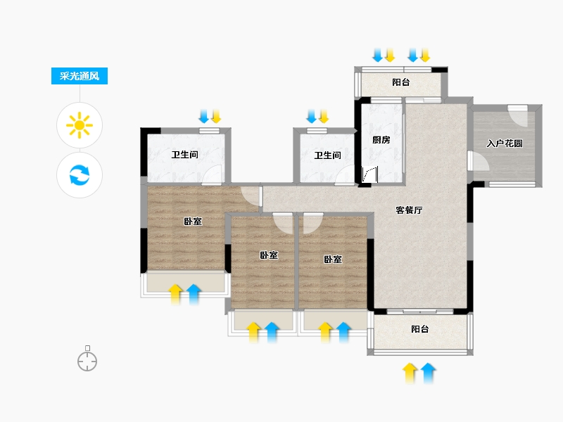 广东省-佛山市-创雄华府-92.31-户型库-采光通风